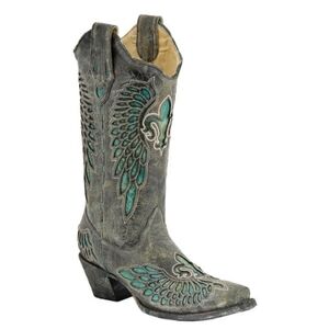 Corral Ladies Boots – Black Turquoise Fleur de Lis – R2337$292.50 size 9.5